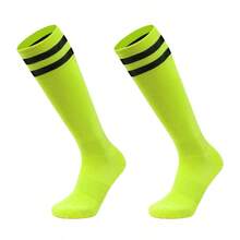 1 par de calcetines de fútbol de caña alta para niños y niñas, calcetines de fútbol cómodos y transpirables, calcetines deportivos que absorben el sudor, calcetines de fútbol gruesos, adecuados para correr, fútbol, baloncesto, rugby de adolescentes, uso profesional en entrenamiento deportivo, adecuados para todas las estaciones. - Multicolor - Ver 10