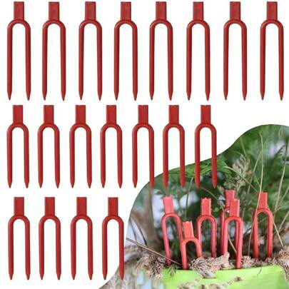30 chiếc kẹp cây màu đỏ bền chắc, thích hợp dùng cho việc trồng dâu tây và dưa hấu, làm dĩa đỡ cành, giá đỡ dây leo, ghim cây làm vườn, kẹp đỡ dâu tây, dĩa dưa hấu, kẹp cố định dây leo nông nghiệp.