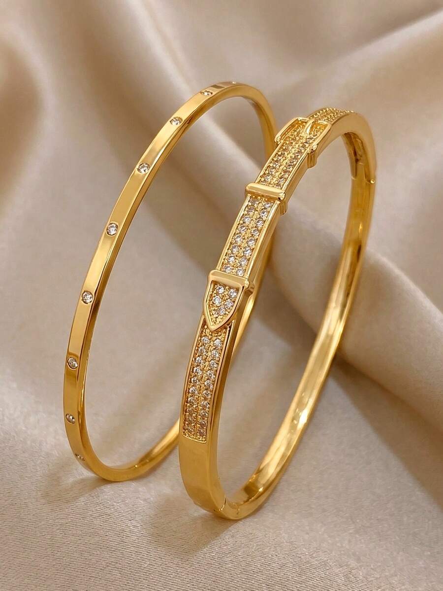 1 chiếc vòng tay mạ vàng 18K bằng thép không gỉ, đính kim cương, kiểu thắt lưng, dành cho bé gái, trang sức thép không gỉ, trang sức mạ vàng, thích hợp đeo hàng ngày, đi biển, trang sức mùa hè, quà tặng Ngày của Mẹ, Lễ Phục Sinh, quà sinh nhật, trang sức phong cách Boho. - Nhiều màu - Xem 1