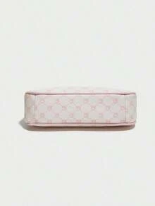 Brand New Fashionable High-Quality PU Material, Pink Bow Pendant Design, Metal Zipper Closure, Adjustable Metal Chain Strap On Top, Elegant And Stylish, Suitable For Shoulder, Handheld Or Crossbody, Perfect For Commuting, Outings, Shopping, Dates And Daily Activities For Girls. - 粉色 - 查看 5