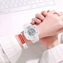 Electronic Watch For High School And Junior High School Students, Simple And  Suitable For Both Boys And Girls, Waterproof, Luminous, Multi-Functional Sports Alarm Clock. - 粉色 - 查看 3