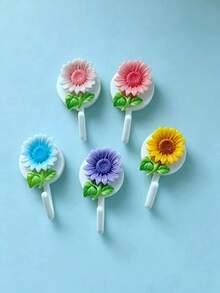 Ganchos adesivos 3D pequenos, sem necessidade de furar, ideais para casa, cozinha, parede, porta, porta-chaves, ganchos decorativos de plástico. - Multicolorido - Ver 5