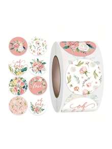 500pcs/Roll Floral Thank You Stickers, Suitable For Notebooks, Guitars, Refrigerators, Skateboards, Planners, Envelopes, Cards Decoration, Mother's Day Stickers - Sticker - View 5