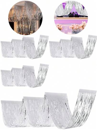2 tấm rèm tắm vuông màu bạc bằng nhựa, phông nền trang trí tiệc tua rua bạc, trang trí tiệc sinh nhật, đám cưới, tiệc lễ hội, phông nền tường phòng tiệc Giáng sinh tại nhà, với rèm sáng bóng, quà tặng tiệc tùng, trang trí Halloween, quà tặng Halloween, trang trí phòng Halloween, trang trí nhà cửa Giáng sinh, quà tặng Giáng sinh, trang trí Giáng sinh, trang trí năm mới