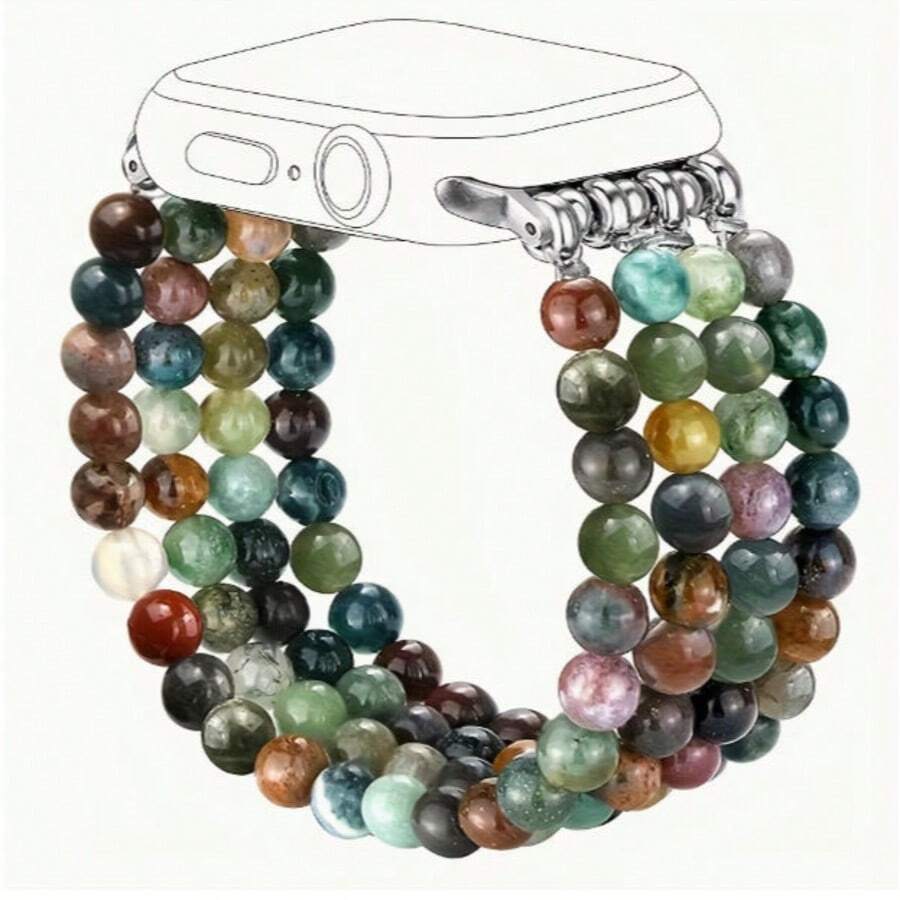 Beaded Men's And Women's Wristbands Compatible With Apple Watch Series UltraS10/S11/9/8/7/6/5/4/3/2/1 Smart Wristbands (Excluding Watch) - Multicolor - View 1