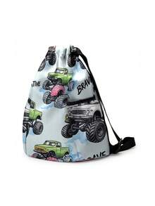 1pc Drawstring Backpack, Multi-Scenario Universal, Extra Large Capacity, Ultra-Lightweight & Portable, Durable, High Aesthetic, Foldable Storage Bag, Cartoon Car Print Pattern Children's Drawstring Sports Backpack, Dust-Proof Storage, Suitable For Outdoor Travel, Fitness, Daily Commute And School Use - Multicolor - View 7