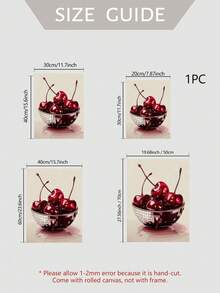 1pc Unframed Disco Cherry Art Print - Modern Poster Suitable For Kitchen Wall Decor, Housewarming Gift - Minimalist Cherry Print - Abstract Style a - View 5