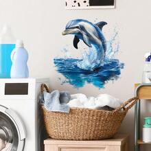 Dolphin Underwater World Bathroom Wall Sticker, Self-Adhesive Home Decor Poster, Summer - A - View 3