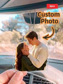 1~2pcs Personalized Custom Photo Car Pendant Acrylic Rear View Mirror Hanging Ornament Colorful Cute Minimalist Cartoon Y2K Style Durable Car Accessories DIY Custom Gift For Birthday Anniversary Valentine's Day Christmas Unisex For Him Her Boyfriend Girlfriend Family Friends - Multicolor - View 13