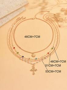 Bộ 4 dây chuyền pha lê thủ công, mặt dây chuyền hình thánh giá tối giản thời trang dành cho nữ, phù hợp để đeo hàng ngày và chụp ảnh, sắp xếp pha lê ngẫu nhiên, chiều dài dây chuyền tùy chỉnh. - Nhiều màu - Xem 4