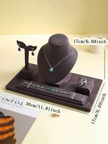 INS Style Black Velvet Jewelry Display Set, Necklace Earring Ring Storage Rack, Live Streaming Display Props - Black - View 6