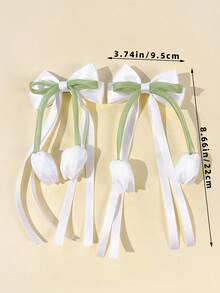 2入女款純色鬱金香3D花朵蝴蝶結髮夾，極簡甜美時尚優雅蝴蝶結髮飾，適合日常通勤、節慶、派對、生日、旅行、拍照等各種場合，送給好友的絕佳禮物，彈簧夾、抓夾 - 彩色 - 查看 11