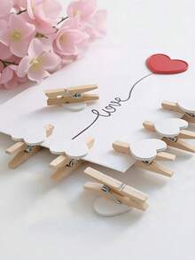 40pcs White Wooden Heart Shaped Clips, Designed In Heart Shape, Suitable For Wedding Decoration, Charming Party Favors, Hanging Photos, Clothes, Applicable To Various Projects, Wedding Decoration, Party Favors, Photo Display And DIY, Ideal For Wedding Planners And Handicraft Enthusiasts, Can Be Used For Photo Display, Home Parties, Wedding Decoration - Clip - View 7