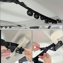 2pcs/Set Car Fishing Rod Holder Storage Set, Car Clothesline, Includes Adjustable Strap Hooks And Top Bracket, Nylon Strap And Black PA Floating Frame Design, Multi-Function Car Hanger, Backseat Storage Hanging Hook - 2pcs - View 3