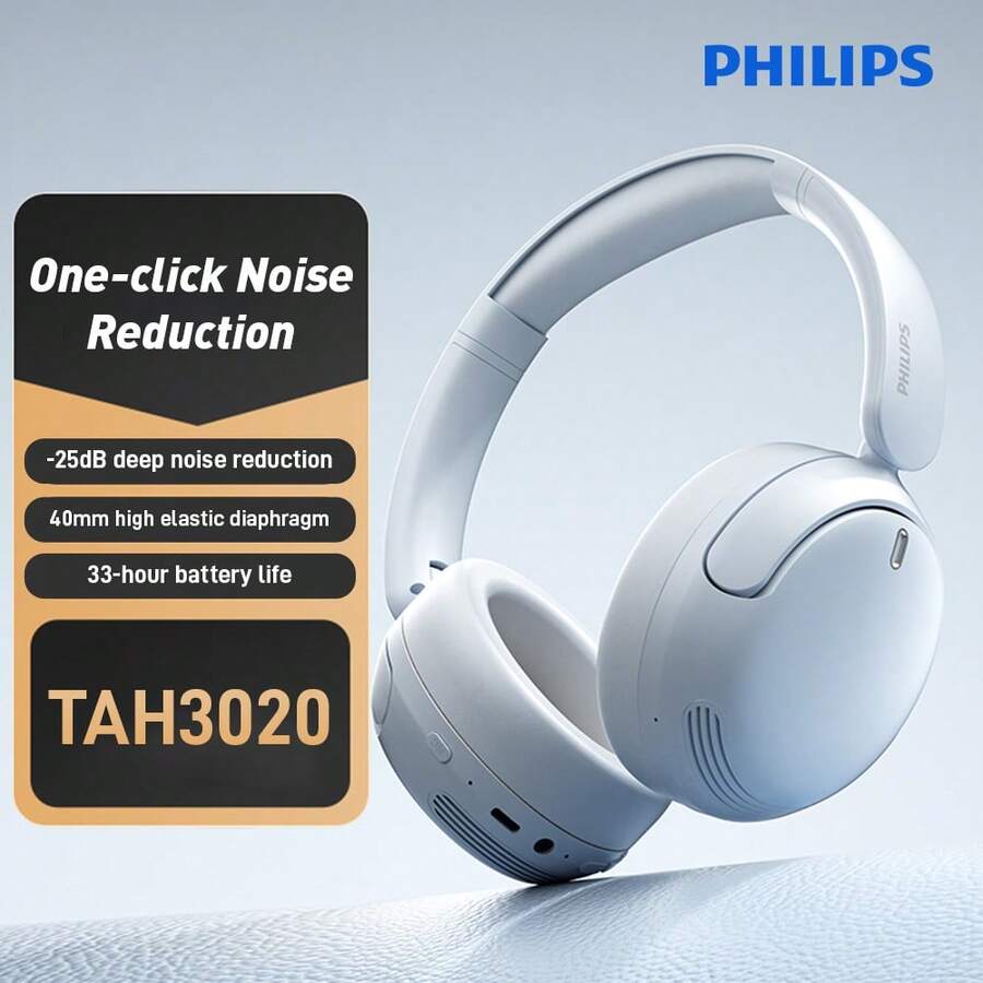 Philips TAH3020 ANC Over‑Ear Bluetooth 5.4 Headphones 40mm Driver 28H Playtime Noise Cancelling Wireless Headset - 查看 1