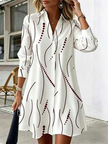 Vestido camisa elegante para mujer, adecuado para ocasiones de oficina a fiesta, para usar en todas las estaciones - Café - Ver 2