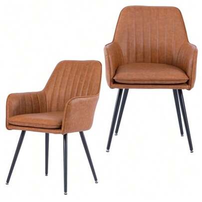 Dining Chair Set Of 2 – Modern Fabric Chair With Armrests And Gold-Plated Metal Legs. Luxurious Dining Room Furniture For Living Room, Kitchen & Reception Room