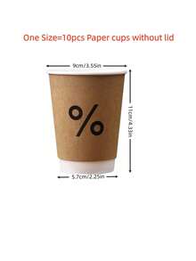 Bộ 25 chiếc/bộ, cốc giấy cà phê hai lớp Kraft % Series, dung tích 280ml, thích hợp cho các buổi họp mặt gia đình và tiệc chiêu đãi doanh nghiệp. - màu nâu - Xem 5