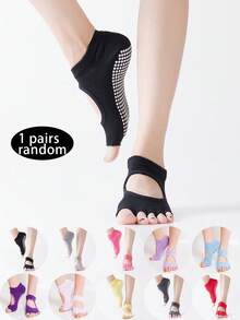 1/2 đôi tất yoga nữ, tất năm ngón có đế silicon chống trượt, tất tập Pilates chống trơn trượt, tất cổ chân tập thể dục tách ngón chân. - Nhiều màu - Xem 19