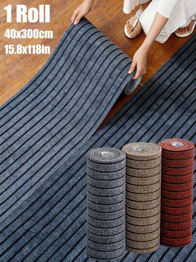 Brodark 1 rouleau 40 cm * 3 m Tapis de sol imperméable bleu/rouge/marron anti-poussière, à rayures quadrillées antidérapantes et résistantes à l'usure, convenant pour la cuisine, le salon, le couloir, résistant à l'huile et à la saleté