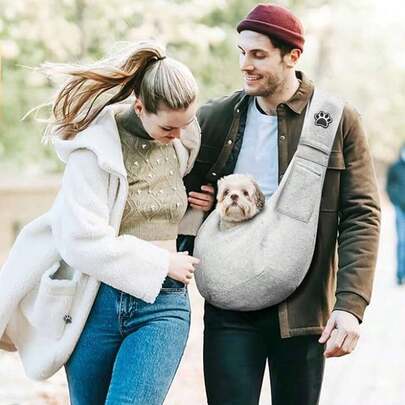 1pc Breathable Portable Pet Carrier Sling Bag, Suitable For Outdoor Walking, Commuting, Shopping For Cats And Small Dogs