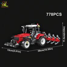 HUIQIBAO-camión de granjero, modelo de bloques de construcción, Tractor, cultivador, cosechadora, vehículo MOC, coche, ciudad de ladrillo, juguete de construcción para niños - NO.06 Sin caja - Ver 11