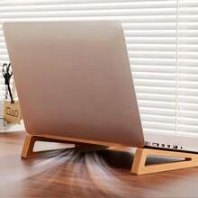 Portable Wooden Laptop Stand With Triangular Base And Cooling Pad, Suitable For Tablets/E-Readers, Mobile Office Workstation For Office, Travel, Desk Or Lap Use - Compatible With Smartphones, Compact Design - Multicolor - View 4