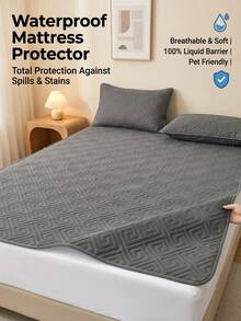 1pc Ultrasonic Quilted Waterproof Mattress Protector, With Anti-Slip Straps, Soft & Skin-Friendly, Fits Queen, King And Twin Size Beds, Soft Mattress Pad And Cover, Dust-Proof And Stain-Resistant, Machine Washable (Pillow Case Not Included) - Waterproof Diaper Pad - Dark Gray - View 7