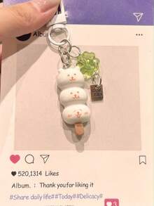 2pcs Cute Lucky Leaf Phone Charm Keychain, Japanese Cat Shaped Phone, Camera, Earphone Pendant, Handmade DIY Accessories, Women Car Key Chain, Suitable As Birthday Gift For Friends And Teachers - Multicolor - View 4