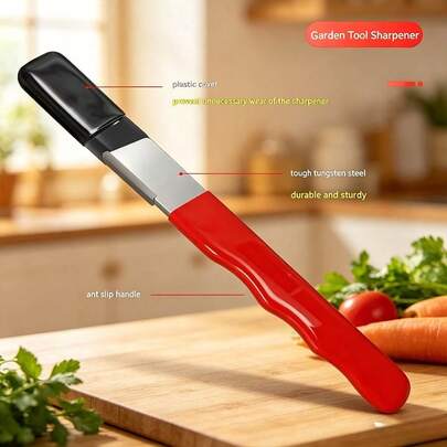 1/3 Pocket Mini Rapid Knife Sharpener, Durable Tungsten Carbide Sharpening Head + Non-Slip Handle, Ergonomic Design, Quickly Sharpens And Restores Blades For Scissors, Kitchen Knives, Box Cutters And More, Multipurpose Handheld Pocket Sharpener For Gardening, Kitchen, Camping, Fishing, Household And Tool Maintenance