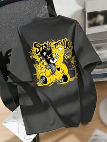 Áo thun ngắn tay cổ tròn in họa tiết phong cách thường ngày cho bé trai tuổi teen, áo mùa hè. - Màu xám đen - Xem 2