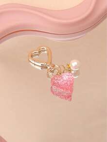 1pc Women's INS Style Summer Refreshing Transparent Heart-Shaped Keychain Accessory, Sweet Girl's Heart Sakura Pearl Pendant Keyring Bag Charm Festival Graduation Teacher Appreciation Gifts Birthday Gift Mother Gifts Mothers Day Gift Holiday Essentials Graduation Gifts Cute Key Ring Charms Accsesories Key Chain - Multicolor - View 7