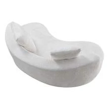 LUCKHAO 79.5"  3 Seater Couch For Living Room, Boneless Couch With 2 Pillows,Upholstered Floor Sofa - Cream White + Foam+Spring + 3 Seat - View 7