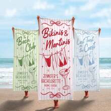 Bachelorette Towels, Bikinis And Martinis, Coastal Bridal Shower, Beach Bachelorette Gifts, Bachelorette Party Favors, Personalized Towel, Birthday Anniversary Engagement Wedding Valentine Day Mother's Day Wedding Vacation Gift,Mother Gifts,Father Gifts,Graduation Gifts,Beach Essentials, Custom Beach Bath Towels, Custom Cruise Ship Essentials, Custom Extra-Large Beach Bath Towels, Custom Pool Essentials, Custom Vacation Essentials, Beach, Ocean Style, Bath Towels, Bathroom, Bathing, Custom Bathroom Towels,Personalized Custom Beach Towel, Custom Your Image/Text/Photo Beach Towel 2D Flat Printed Beach Towel,Soft And Absorbent Microfiber Towel, Suitable For Bathroom, Swimming, Fitness, Yoga, Lightweight And Portable, Wind And Sun Protection, Sand-Proof, Ideal For Summer Travel, Vacation, Bathroom Decor Suitable For Men And Women Beach Essentials,Party Daily Anniversary Party Valentine's Day Wedding Anniversary Easter Mother's Day Graduation Father's Day - Nhiều màu - Xem 5