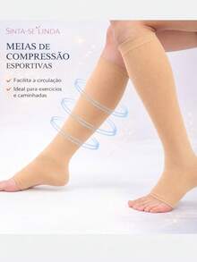 Kit Of 2 Pairs Of Zipperless Compression Socks 3/4 Length For Circulation, Varicose Veins, Swelling, Tired Legs, Edema, Orthopedic Treatment, Thrombosis, Unisex - 黑色和米色 - 查看 7