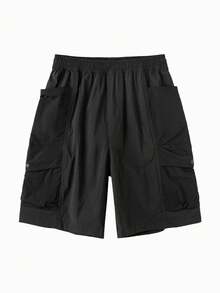 Balabala 男童快乾運動短褲 透氣輕量 夏季運動短褲 適合學校、旅行、戶外與日常穿著 - 黑色 - 查看 1