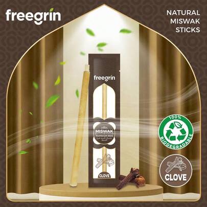New Lilac Flavor FREEGRIN Natural Miswak Toothbrush Stick, Extremely Fresh, Derived From Authentic Arabian Plants, Promotes Gum Health, Strengthens Teeth, Freshens Breath. Miswak Siwak Toothbrush