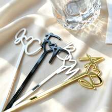 10/30/50/100pcs Customized Name Stir Sticks, Personalized Acrylic Cocktail Stirrers, Single Initial Drink Stirrers For Wedding Party - Multicolor - View 3