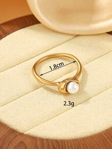 1 chiếc nhẫn vàng thời trang, thanh lịch bằng thép không gỉ, thích hợp cho nữ giới đeo hàng ngày hoặc làm quà tặng. - Vàng - Xem 4