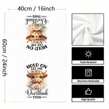 2pcs Highland Cow Pattern & Text Print Towel Set - Decorative Towels, Super Absorbent Microfiber, Machine Washable, Suitable For Holiday Decor, Cooking, Baking, Housewarming Gifts And Cleaning, Fit For Kitchen, Bathroom, Toilet - Multicolor - View 7