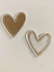 6/3/1pc Gold Heart Embroidered Patches, Iron-On/Sew-On Application For DIY Clothing And Fabric, Mini Heart, Heart-Shaped Embroidery, Star Embroidery Patches, Adhesive Fabric Appliques For Garment Decoration - Multicolor - View 7