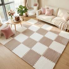 24pcs Plush Patchwork Carpet, Cute Fluffy Bedside Rug, Puzzle Foam Floor Mat, Square Window Cushion, Decorative For Living Room, Bedroom, Tatami, Game Room, 11.81*11.81 Inches, Washable & Trimmable Rug For All Seasons - Multicolor - View 46