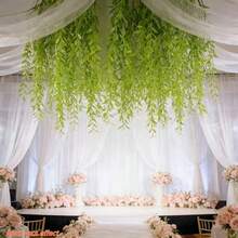 70 pièces Lianes de saule vert artificiel de luxe - Décoration de printemps/été sans entretien, lierre toujours vert résistant aux intempéries, convient pour arche de mariage, hôtel, décoration de plafond, treillis, décoration de fête, célébration saisonnière, jardin extérieur, toile de fond, écran pare-soleil, rideau de décoration artificielle, résistant aux intempéries, durable - Vert - Voir 9