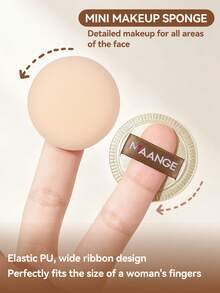 MAANGE 5Pcs Dry And Wet Dual-Use Mini Round Air Cushion Puff,Soft To Touch Makeup Sponge Set,Protable,Travel Makeup Tool Accessories,At Home Or On-The-Go,Gift For Women & Girl - Gold - View 5