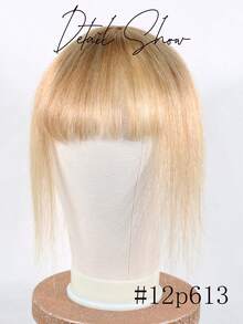 真人发片，带刘海，丝绸底座，3片夹子，渐变棕色和金色直发，适合女性日常佩戴 #4p27 #12p613 - 間色 - 查看 4