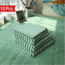 36 piezas Alfombra de parche de peluche, Alfombra suave y linda para el lado de la cama, Alfombra de espuma rompecabezas, Cojín de ventana cuadrado, Decorativo para sala de estar, dormitorio, tatami, sala de juegos, 30 x 30 cm, Alfombra lavable y recortable para todas las estaciones - Multicolor - Ver 23