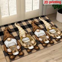 1pc Elf Pattern Kitchen Floor Mat, Polyester Drainage Mat, Doormat, Floor Mat, Suitable For Kitchen, Living Room, Entrance, Balcony, Home Decor, Stain Resistant, Coffee Shop, Bar, Holiday, Party, Holiday Gift, Bedroom Mat, Pet Mat, Bathroom Decor, Room Decor, Kitchen Decor - Multicolor - View 7