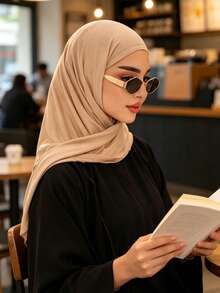 1pc Women's Solid Color Simple Versatile Jersey Instant Hijab, Breathable Elastic Pullover Hijab For Quick And Easy Wear, Spring/Summer, Holiday, Travel Essential - Multicolor - View 3
