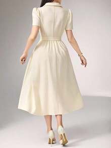 Women Midi Dresses - 杏 - 查看 2