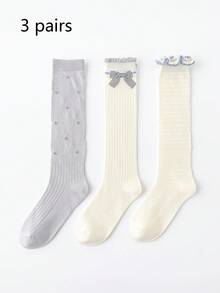 3 Pairs Girls' Minimalist School Style Breathable Versatile Princess Socks, Suitable For Dresses, Parties And Daily Wear, Spring/Summer, Student Socks - Multicolor - View 8